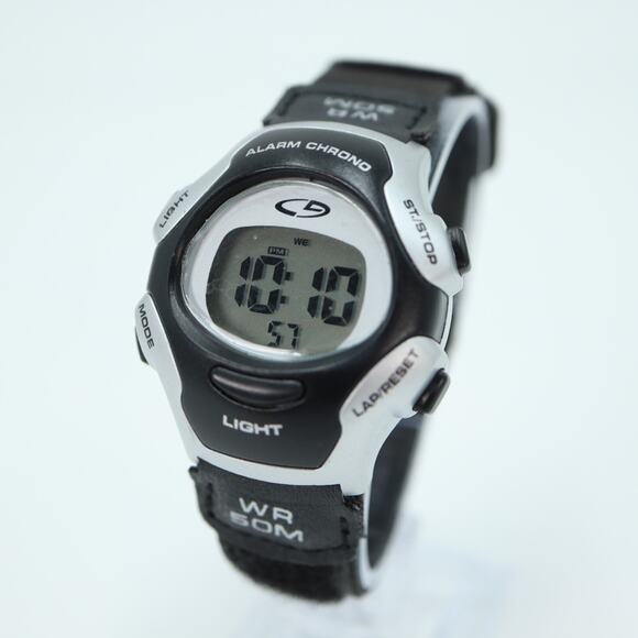 C9 Champion Digital Sports Watch 35mm Silver Black Hook and Loop Strap 50m - Picture 1 of 10